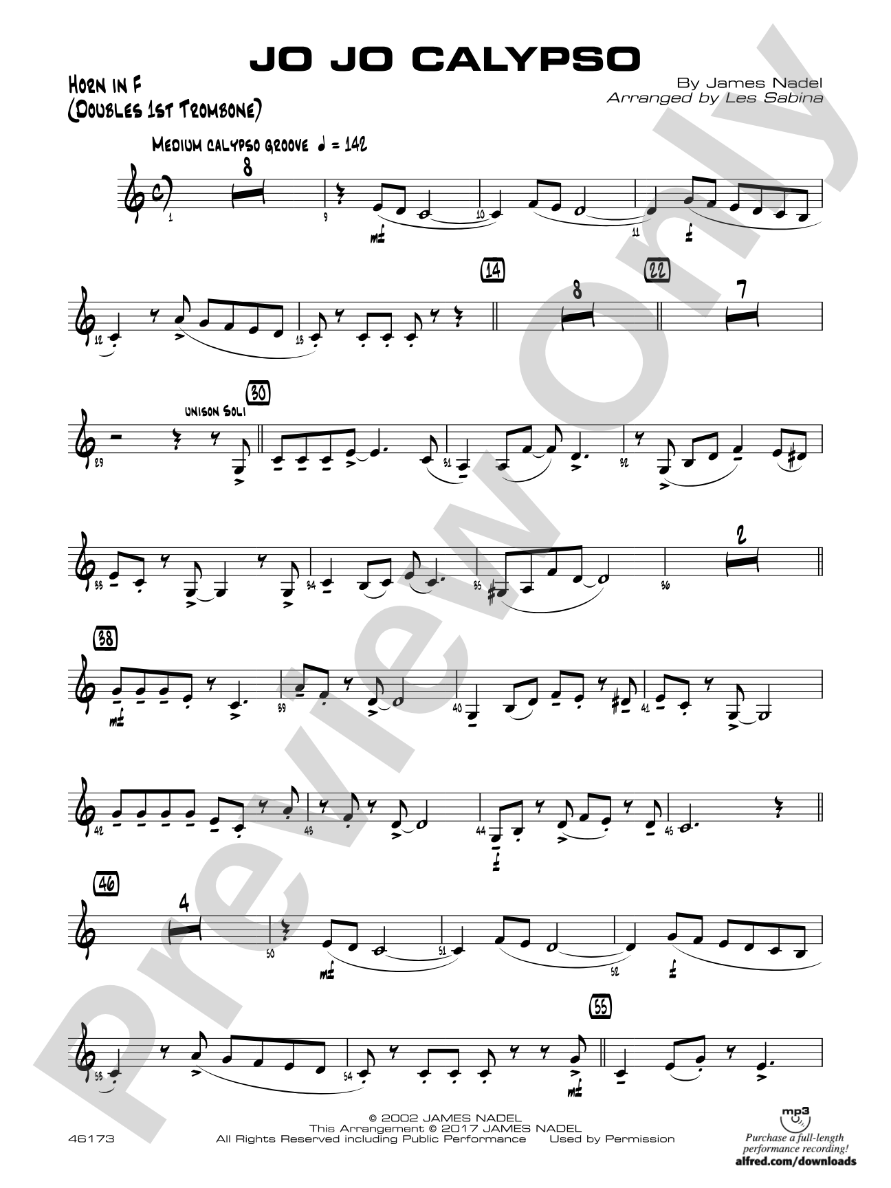 Jo Jo Calypso: 1st F Horn
