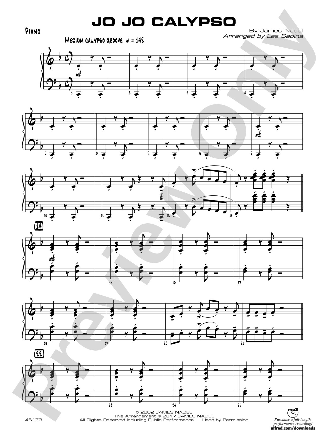 Jo Jo Calypso: Piano Accompaniment