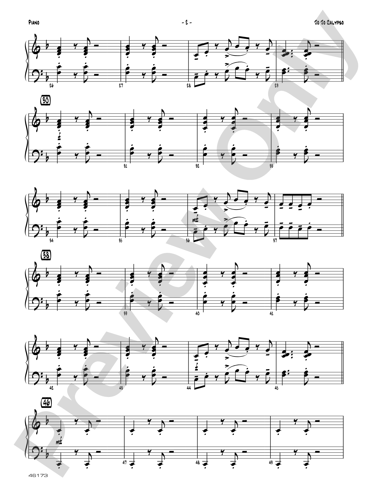 Jo Jo Calypso: Piano Accompaniment