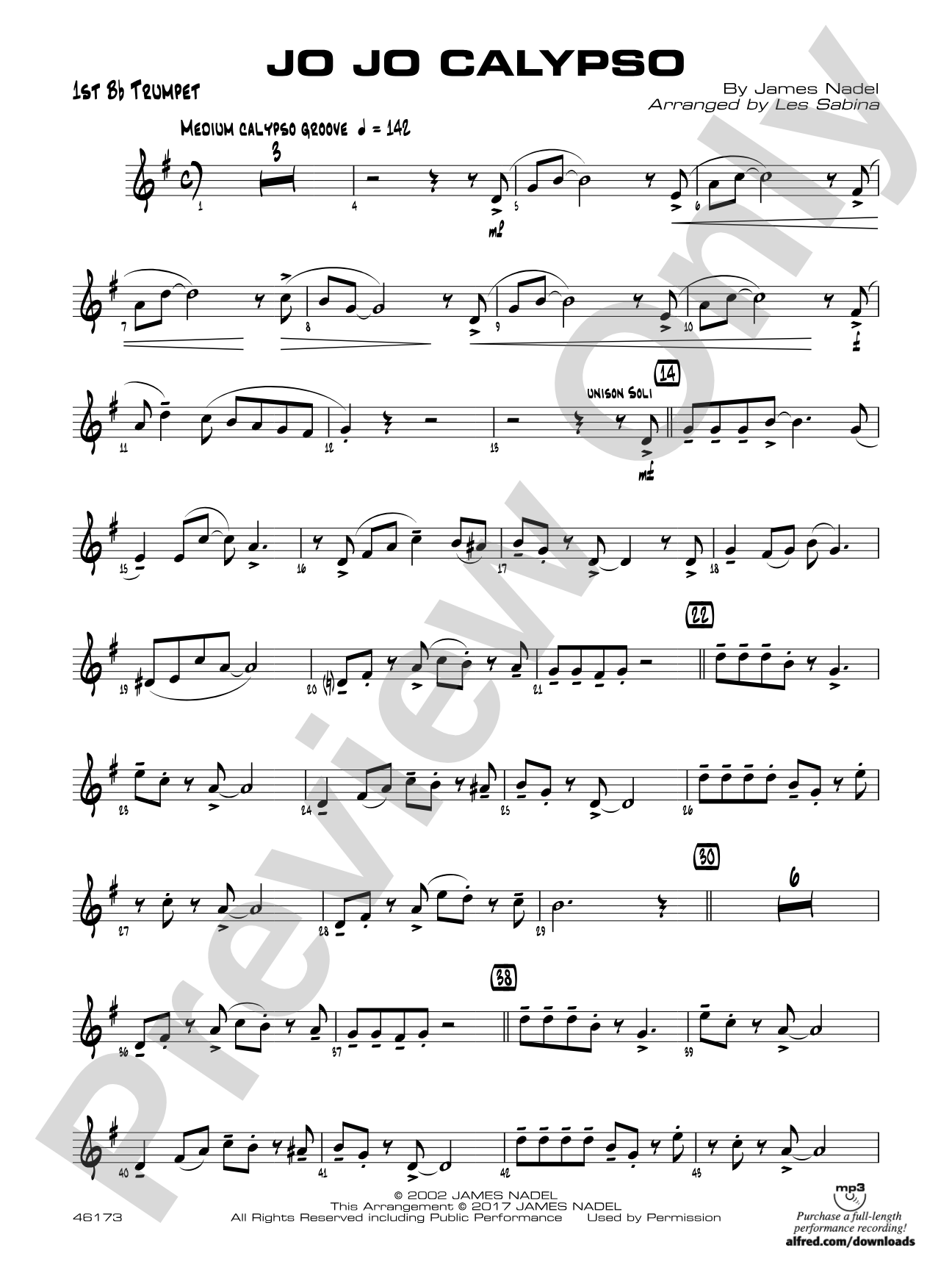 Jo Jo Calypso: 1st B-flat Trumpet