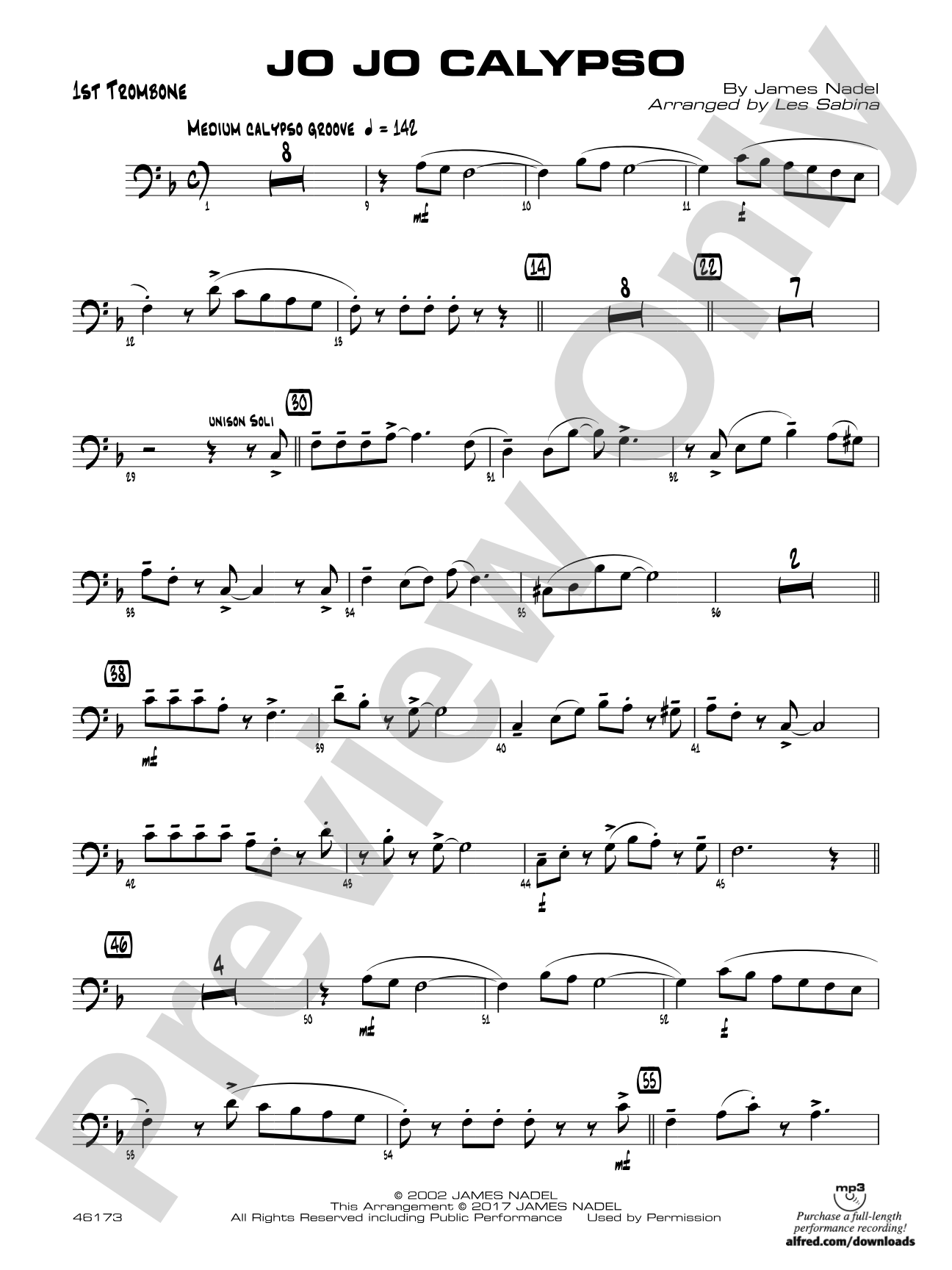 Jo Jo Calypso: 1st Trombone