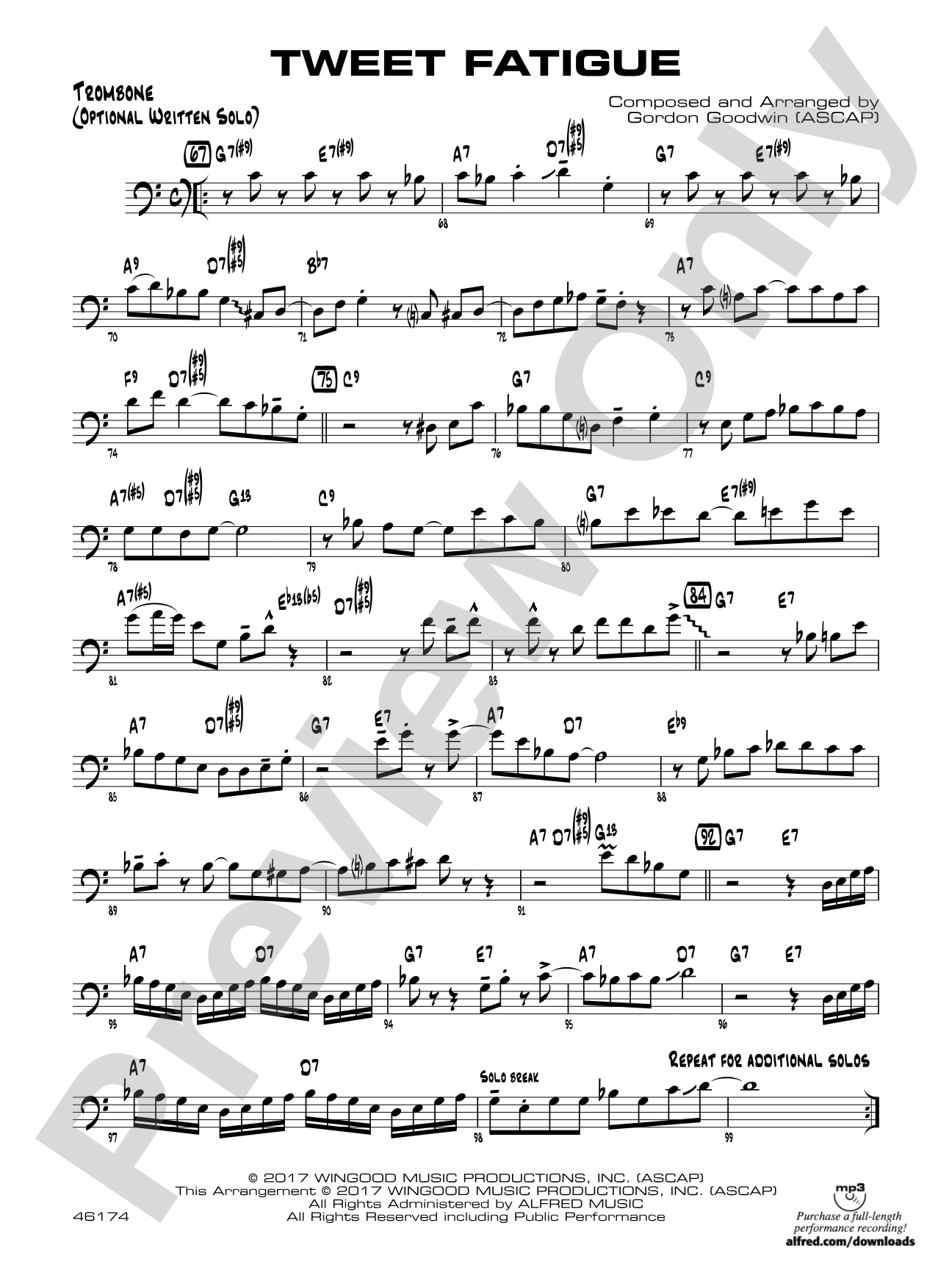 Tweet Fatigue: Trombone Optional Solo