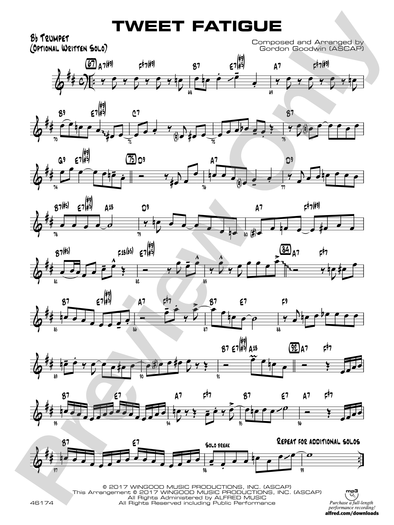 Tweet Fatigue: Bb Trumpet Optional Solo