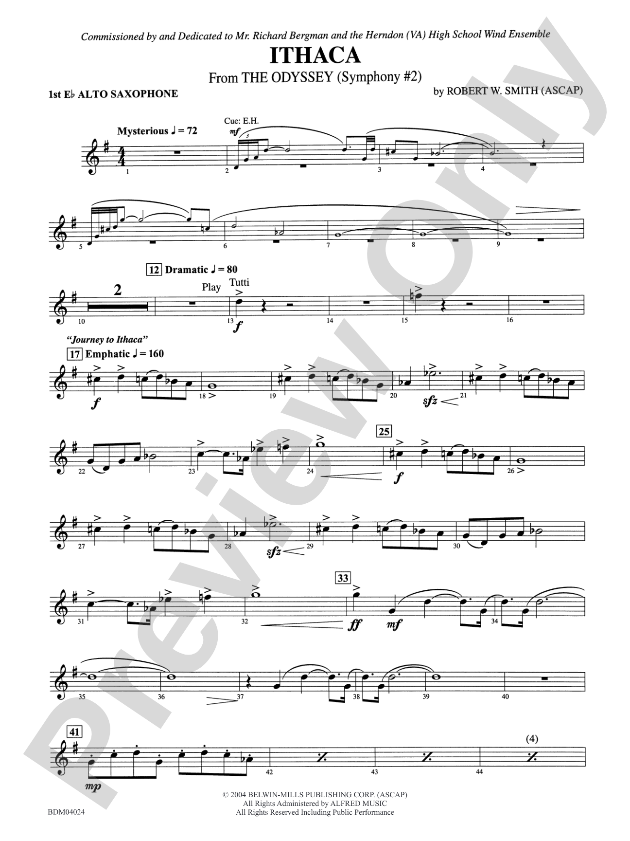Ithaca (from The Odyssey (Symphony No. 2)): E-flat Alto Saxophone