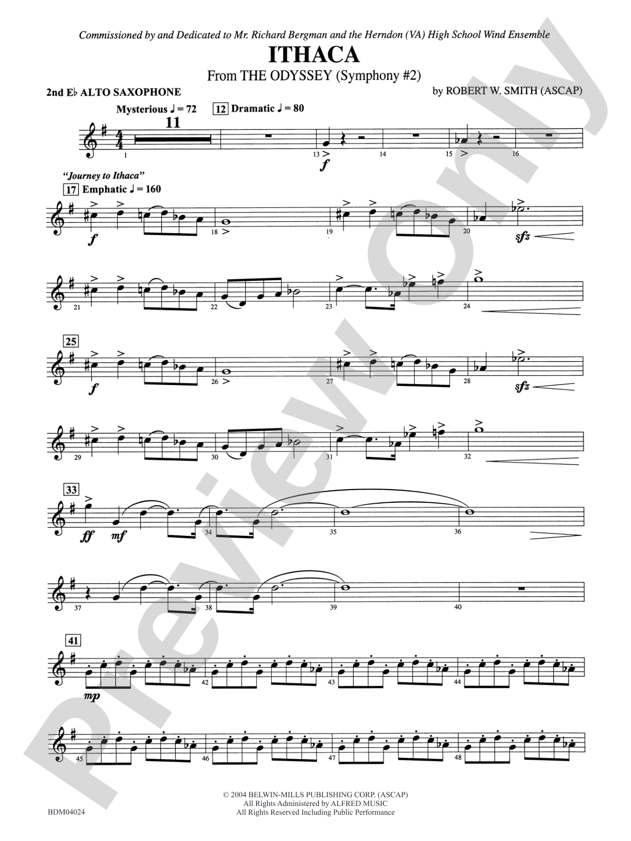 Ithaca (from The Odyssey (Symphony No. 2)): 2nd E-flat Alto Saxophone