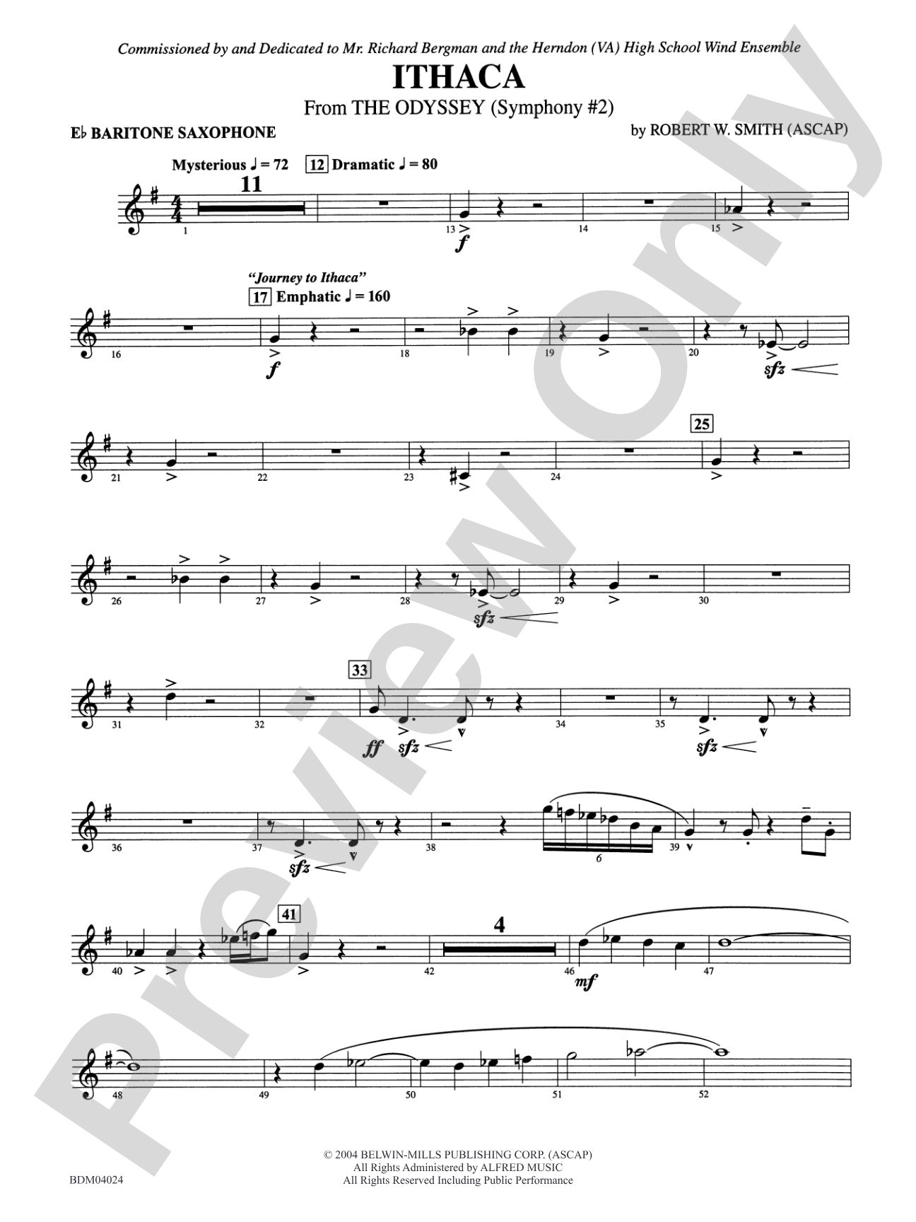 Ithaca (from The Odyssey (Symphony No. 2)): E-flat Baritone Saxophone