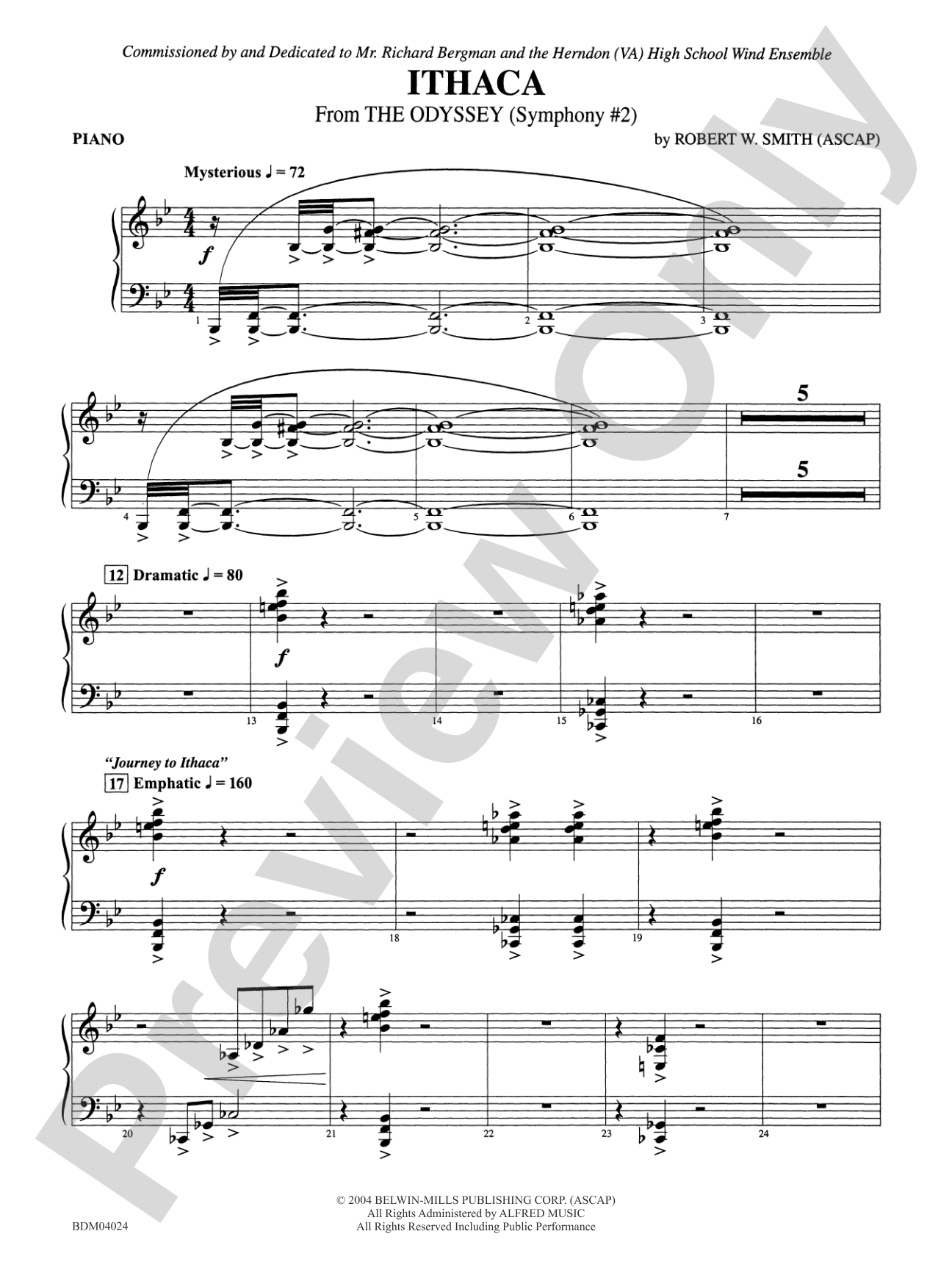 Ithaca (from The Odyssey (Symphony No. 2)): Piano Accompaniment