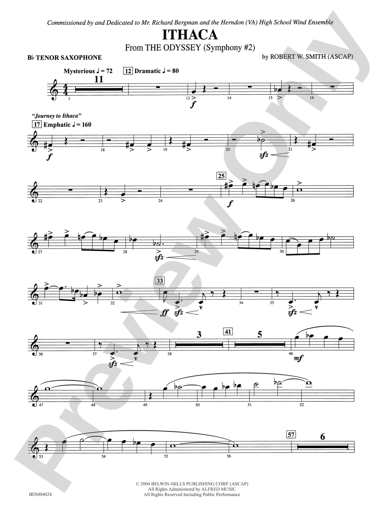 Ithaca (from The Odyssey (Symphony No. 2)): B-flat Tenor Saxophone