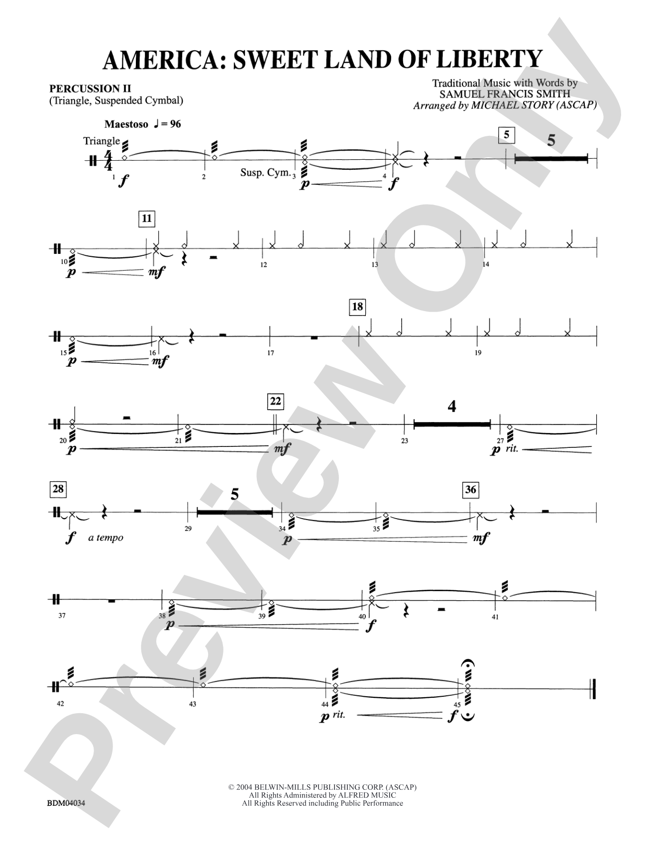 America: Sweet Land of Liberty: 2nd Percussion