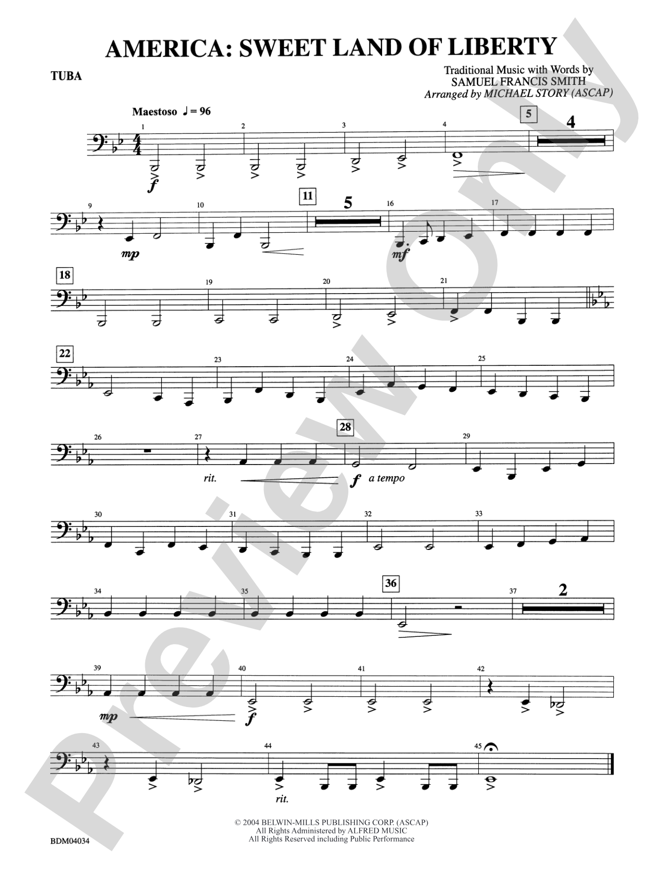 America: Sweet Land of Liberty: Tuba
