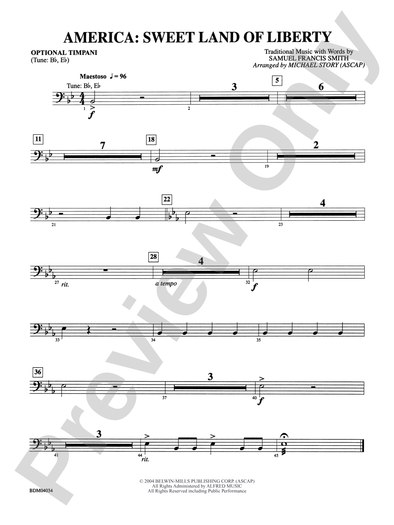 America: Sweet Land of Liberty: Timpani