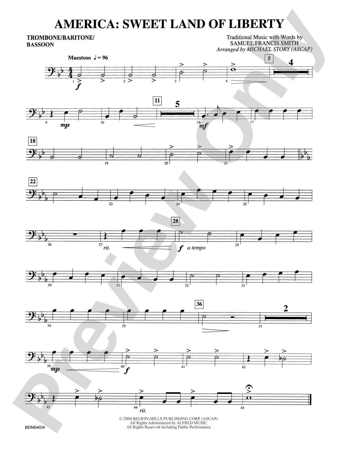 America: Sweet Land of Liberty: 1st Trombone