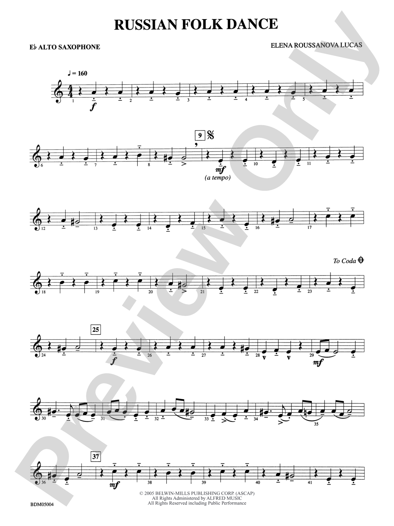 Russian Folk Dance: E-flat Alto Saxophone
