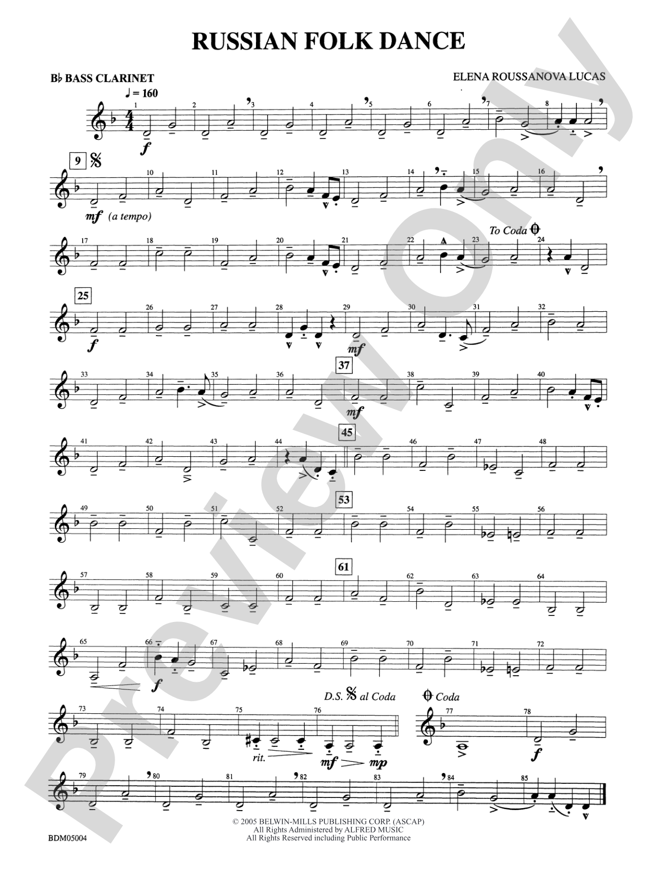 Russian Folk Dance: B-flat Bass Clarinet