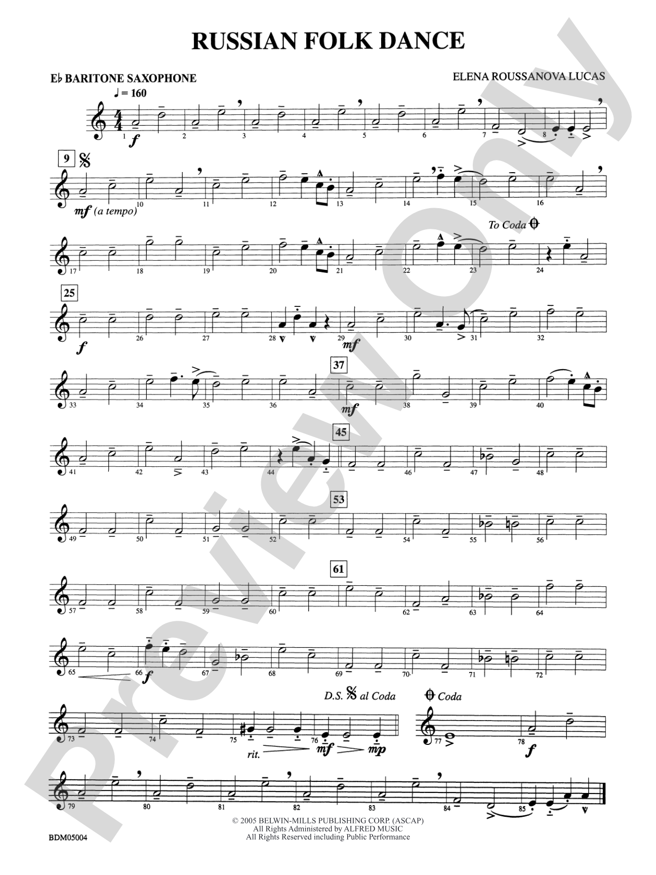 Russian Folk Dance: E-flat Baritone Saxophone