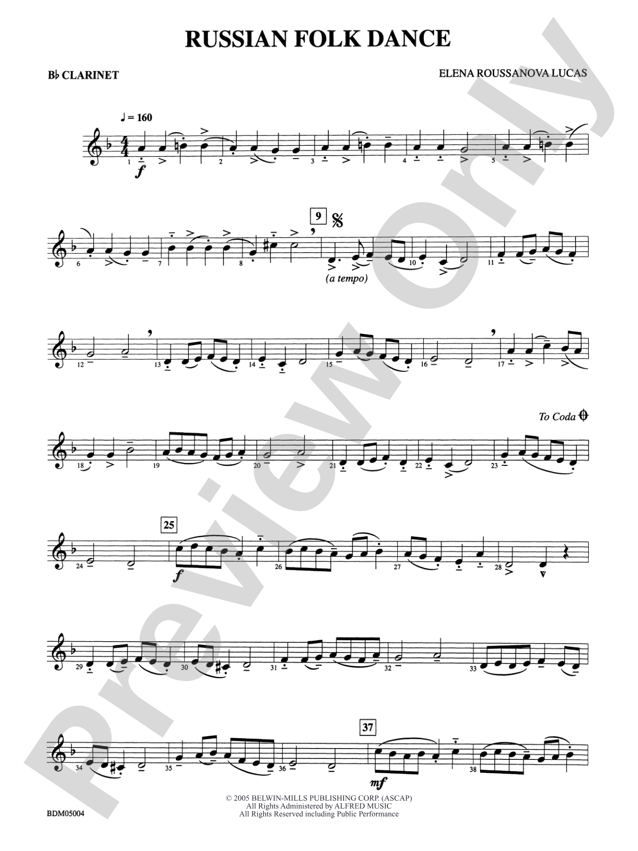 Russian Folk Dance: 1st B-flat Clarinet