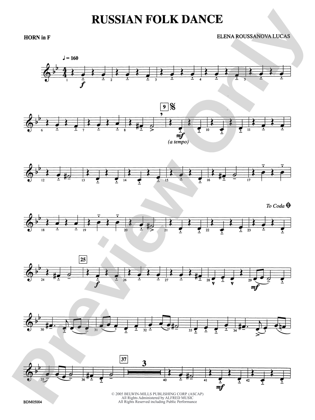 Russian Folk Dance: 1st F Horn