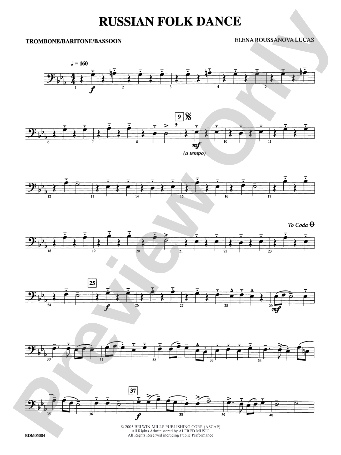 Russian Folk Dance: 1st Trombone