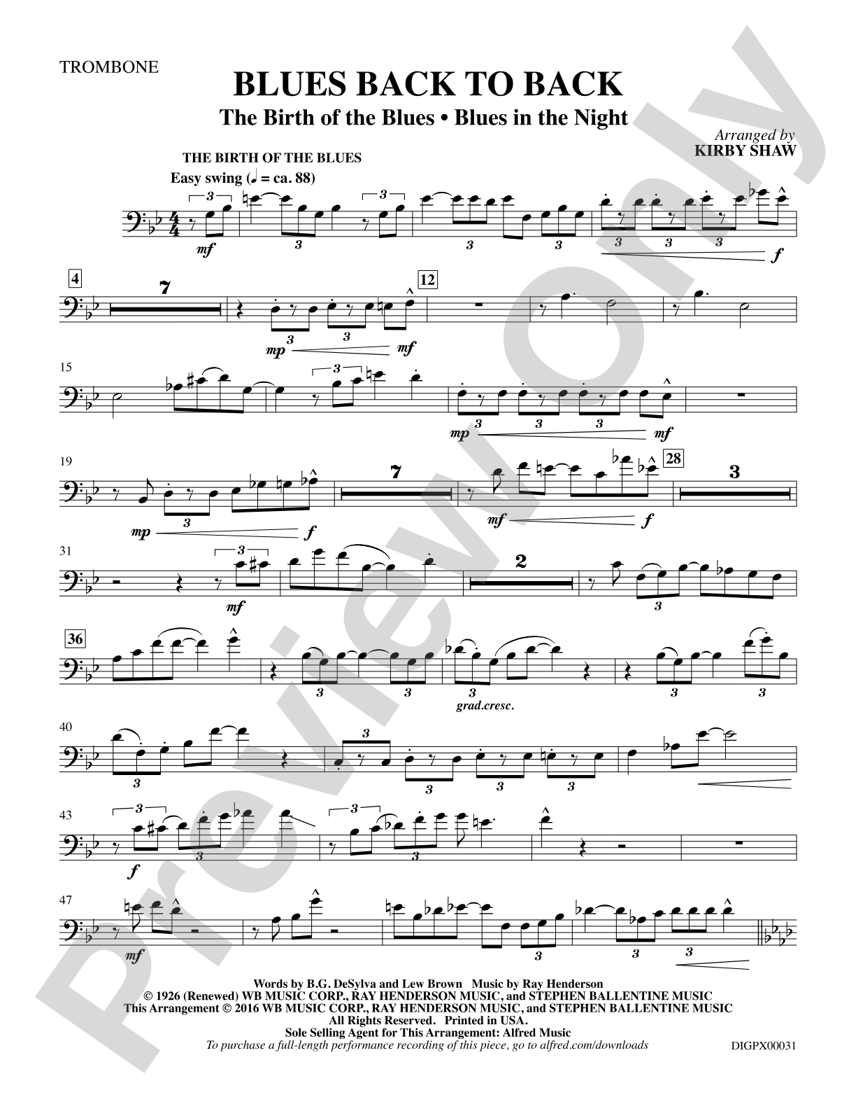 Blues Back to Back: 1st Trombone