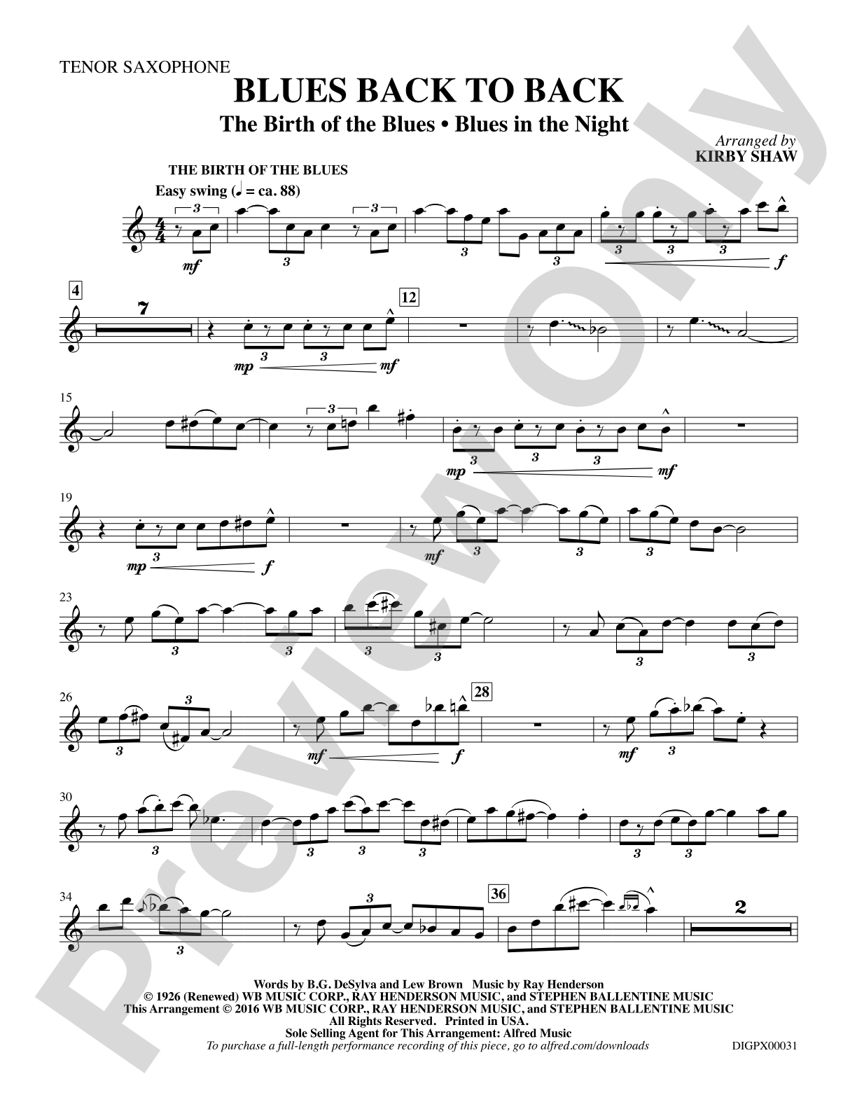 Blues Back to Back: B-flat Tenor Saxophone