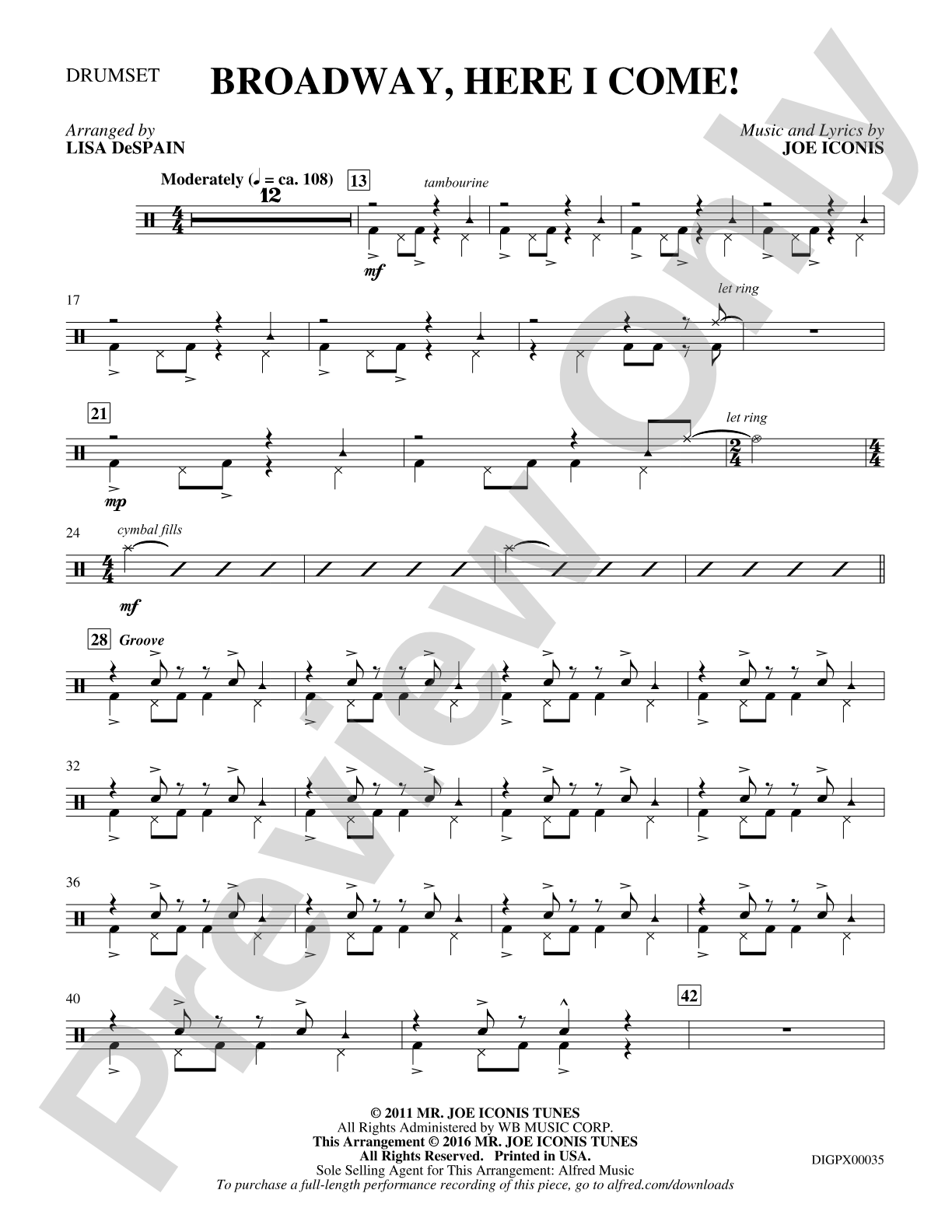 Broadway, Here I Come!: Drums