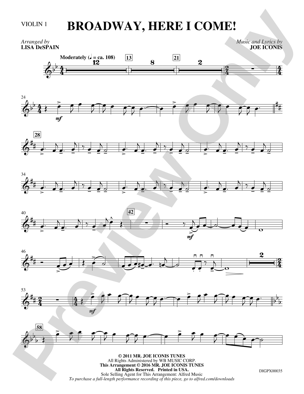 Broadway, Here I Come!: 1st Violin