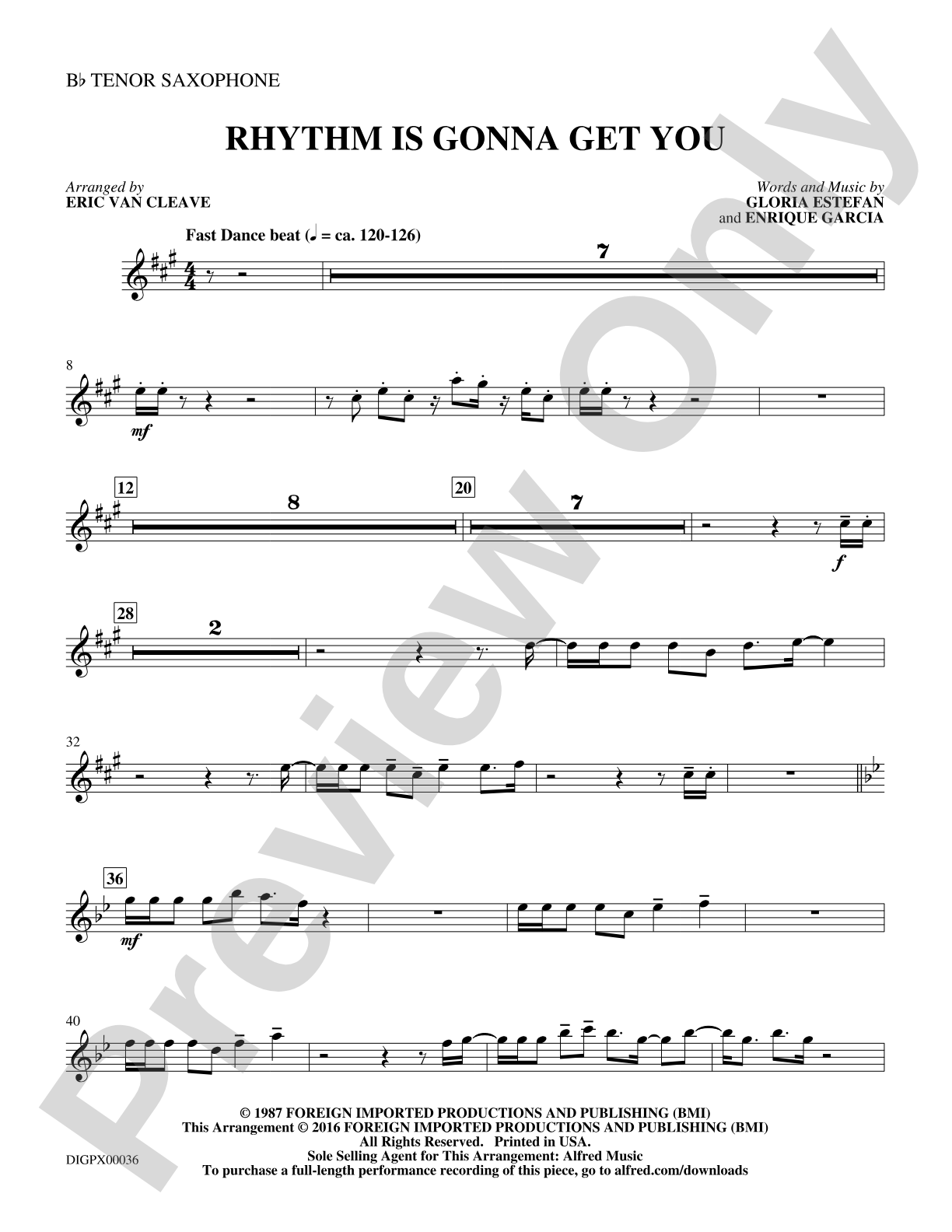 Rhythm Is Gonna Get You: B-flat Tenor Saxophone
