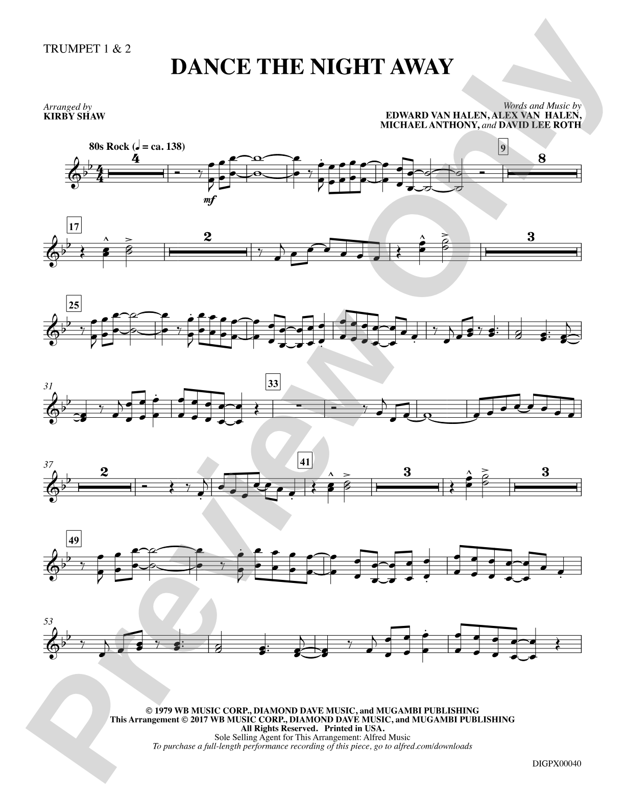 Dance the Night Away: 1st & 2nd B-flat Trumpets