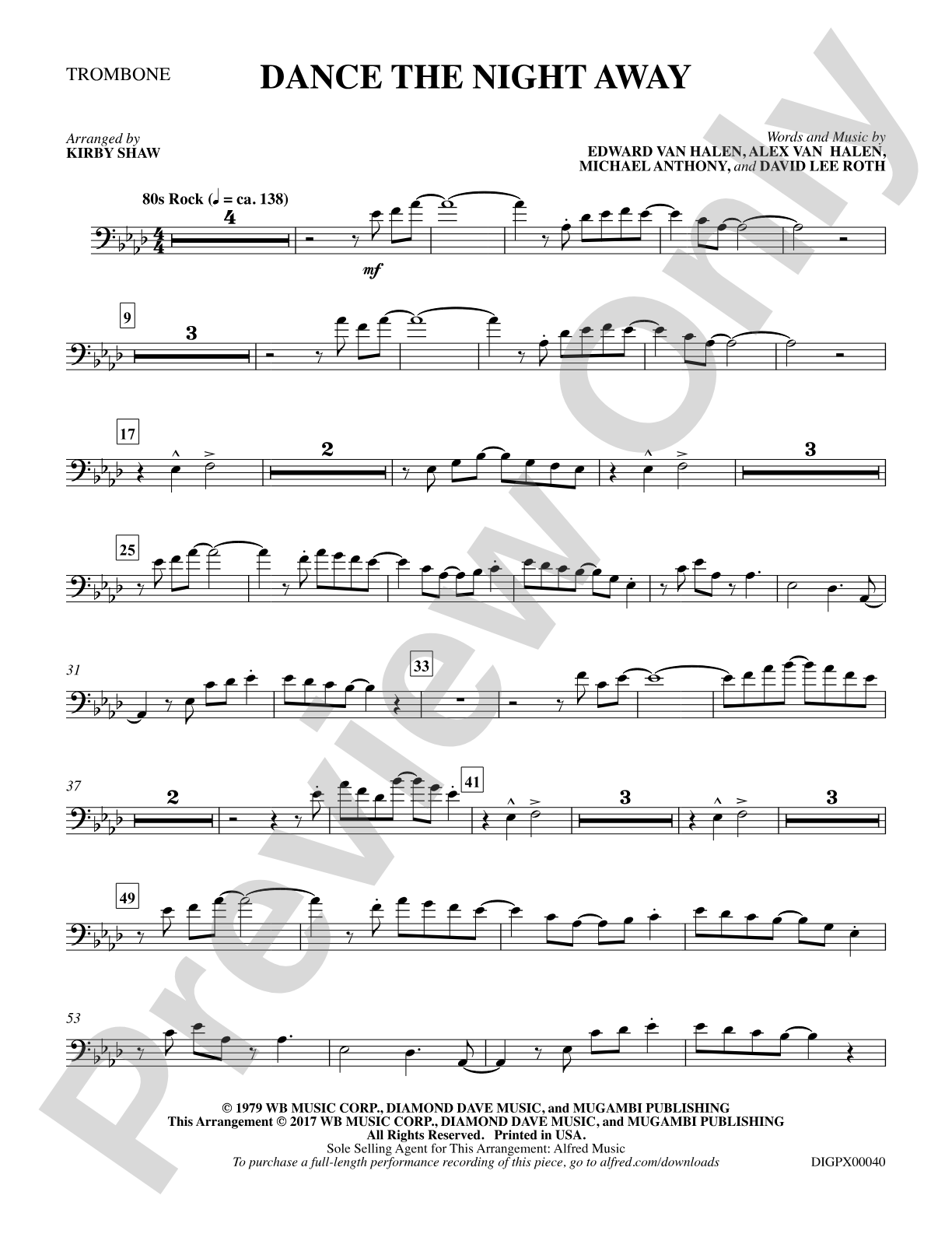 Dance the Night Away: 1st Trombone