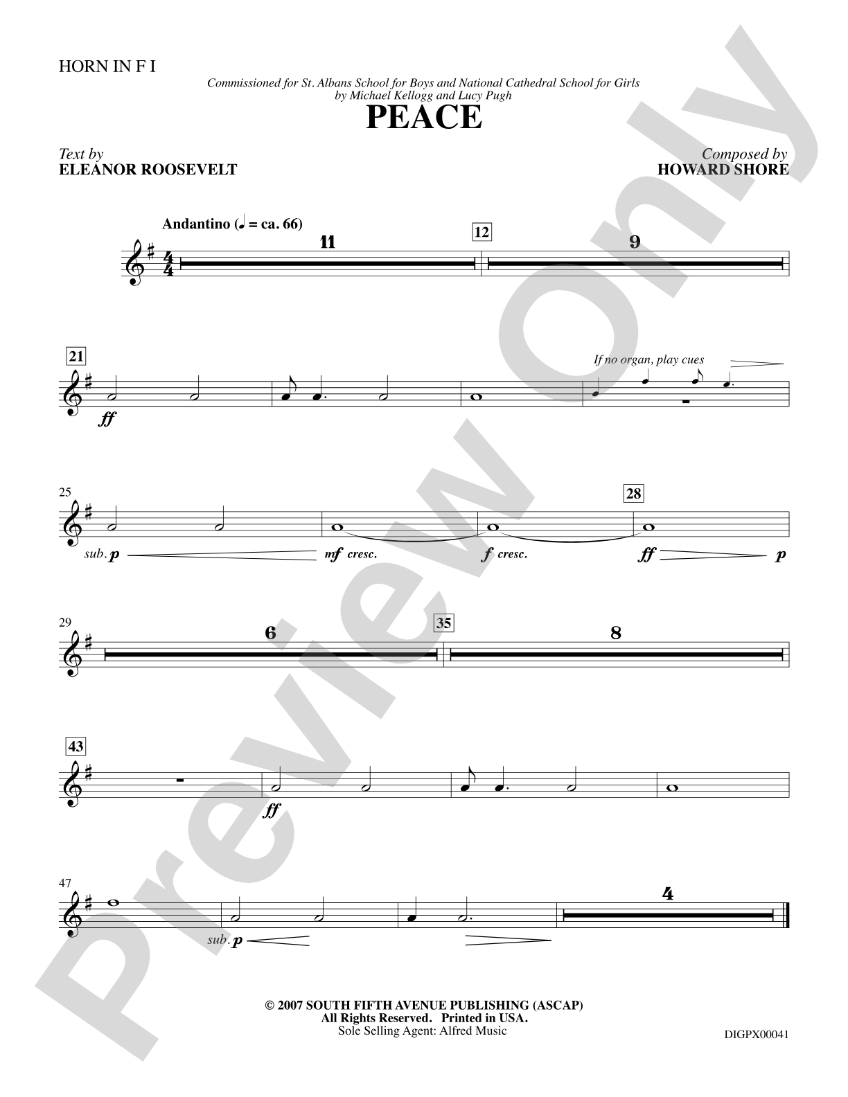 Peace: 1st F Horn