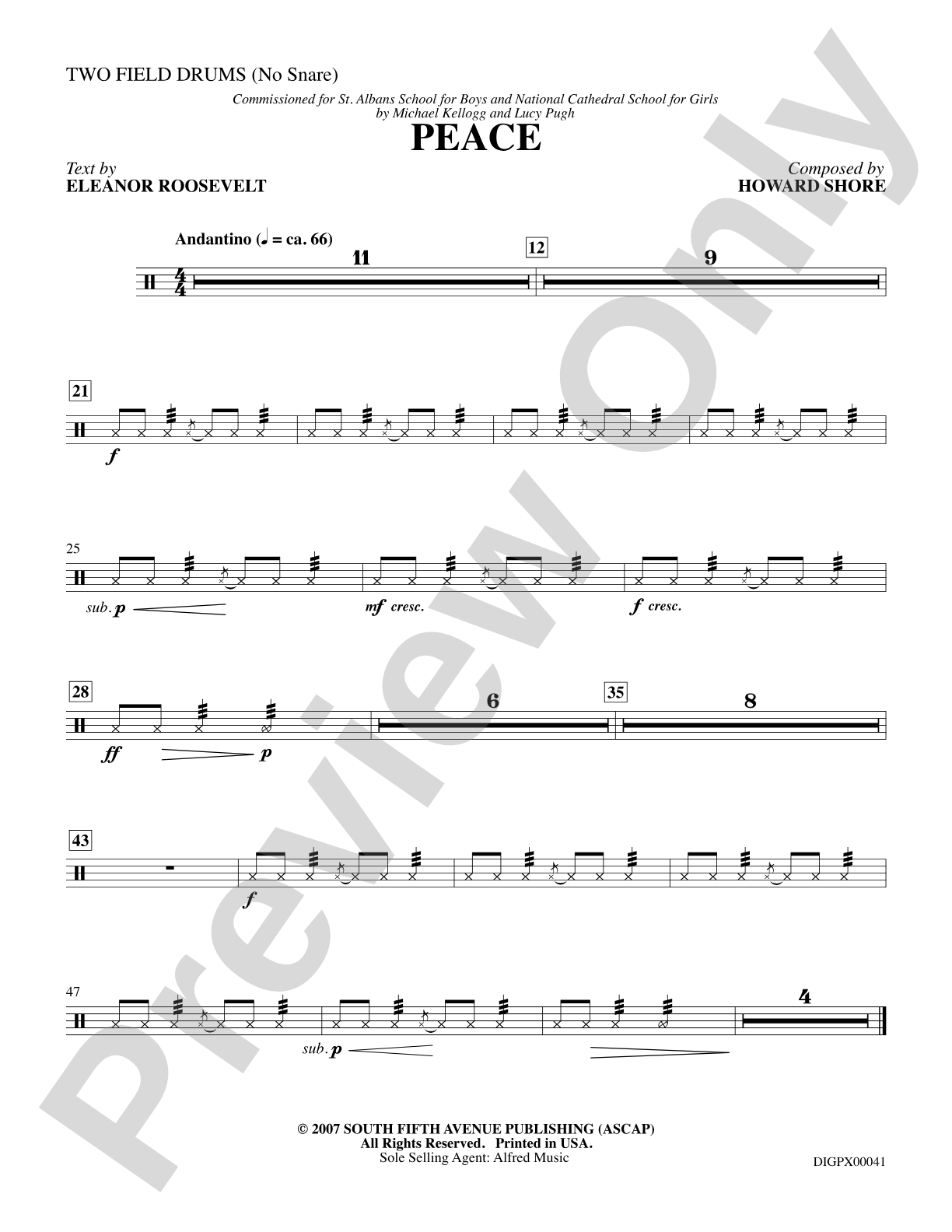 Peace: 1st Percussion