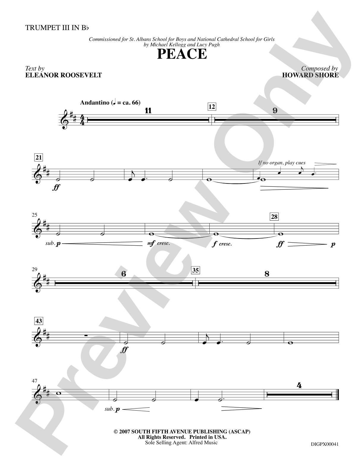 Peace: 3rd B-flat Trumpet