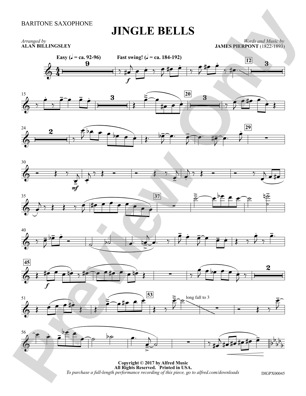 Jingle Bells: E-flat Baritone Saxophone
