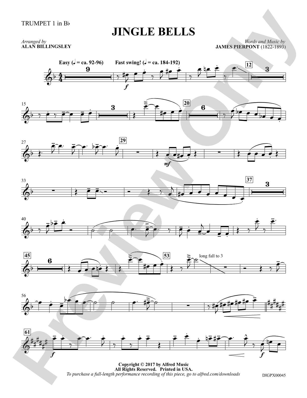 Jingle Bells: 1st B-flat Trumpet