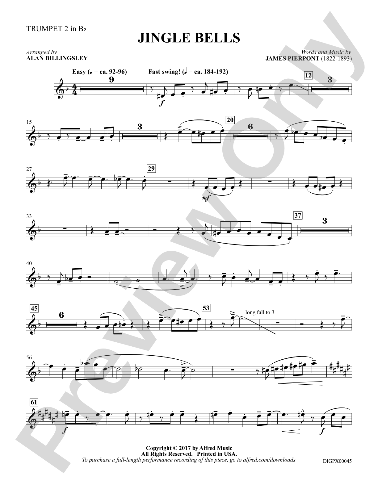 Jingle Bells: 2nd B-flat Trumpet