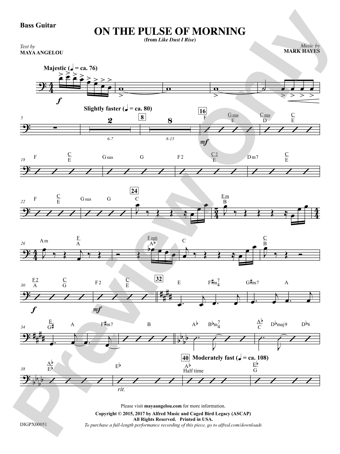 On the Pulse of Morning: Bass Guitar