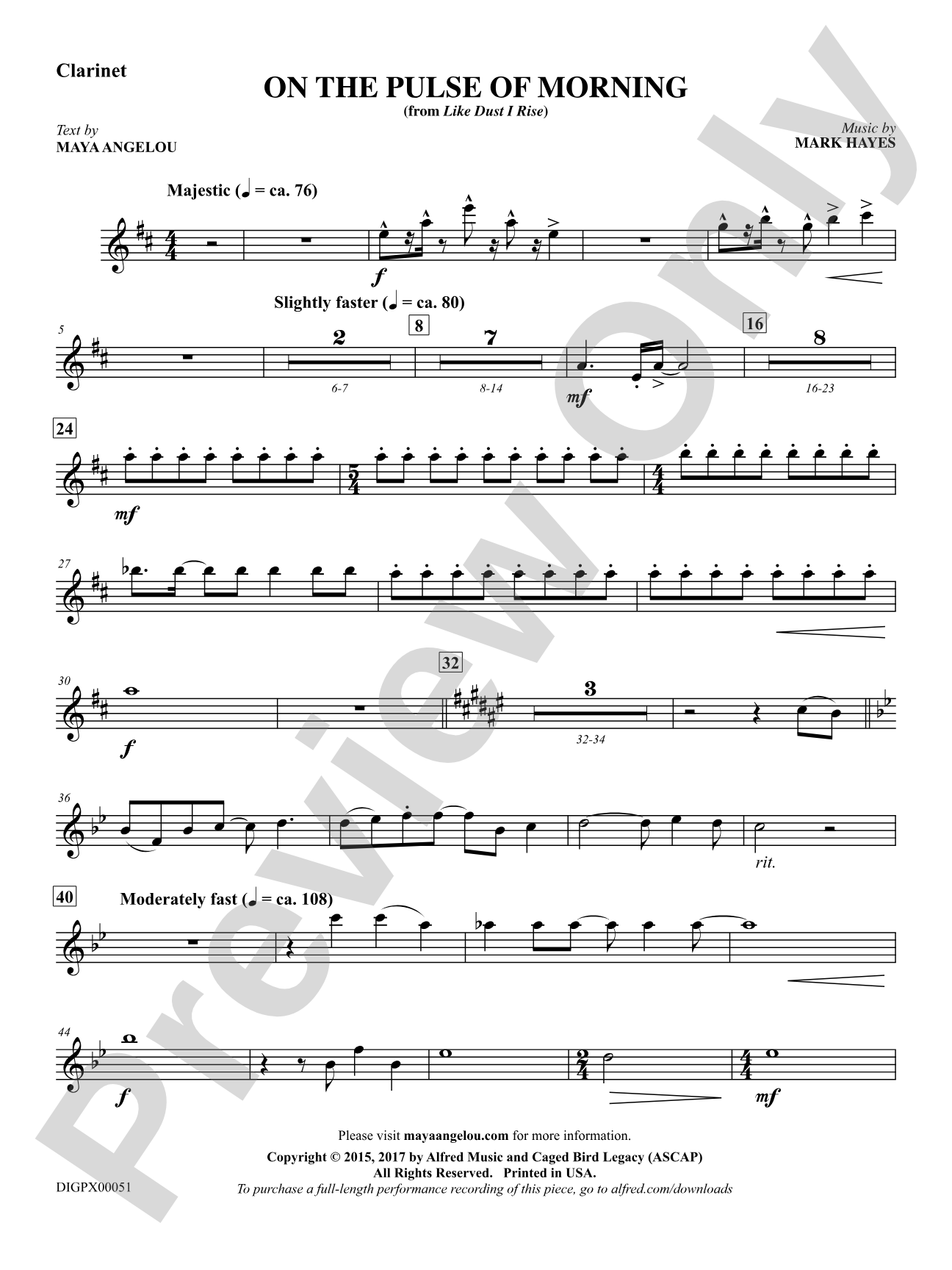 On the Pulse of Morning: 1st B-flat Clarinet