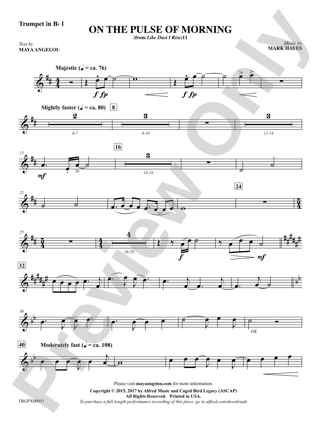 On the Pulse of Morning: 1st B-flat Trumpet