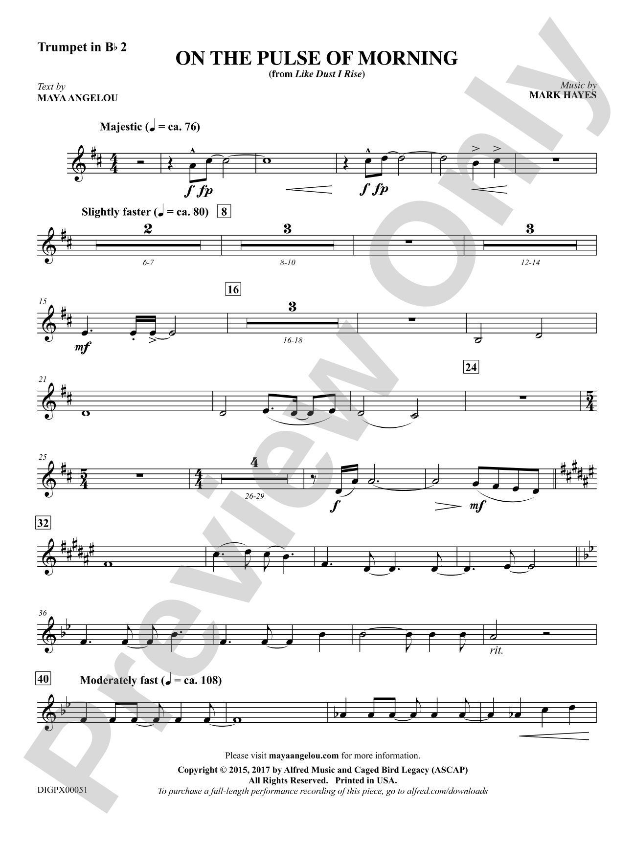 On the Pulse of Morning: 2nd B-flat Trumpet