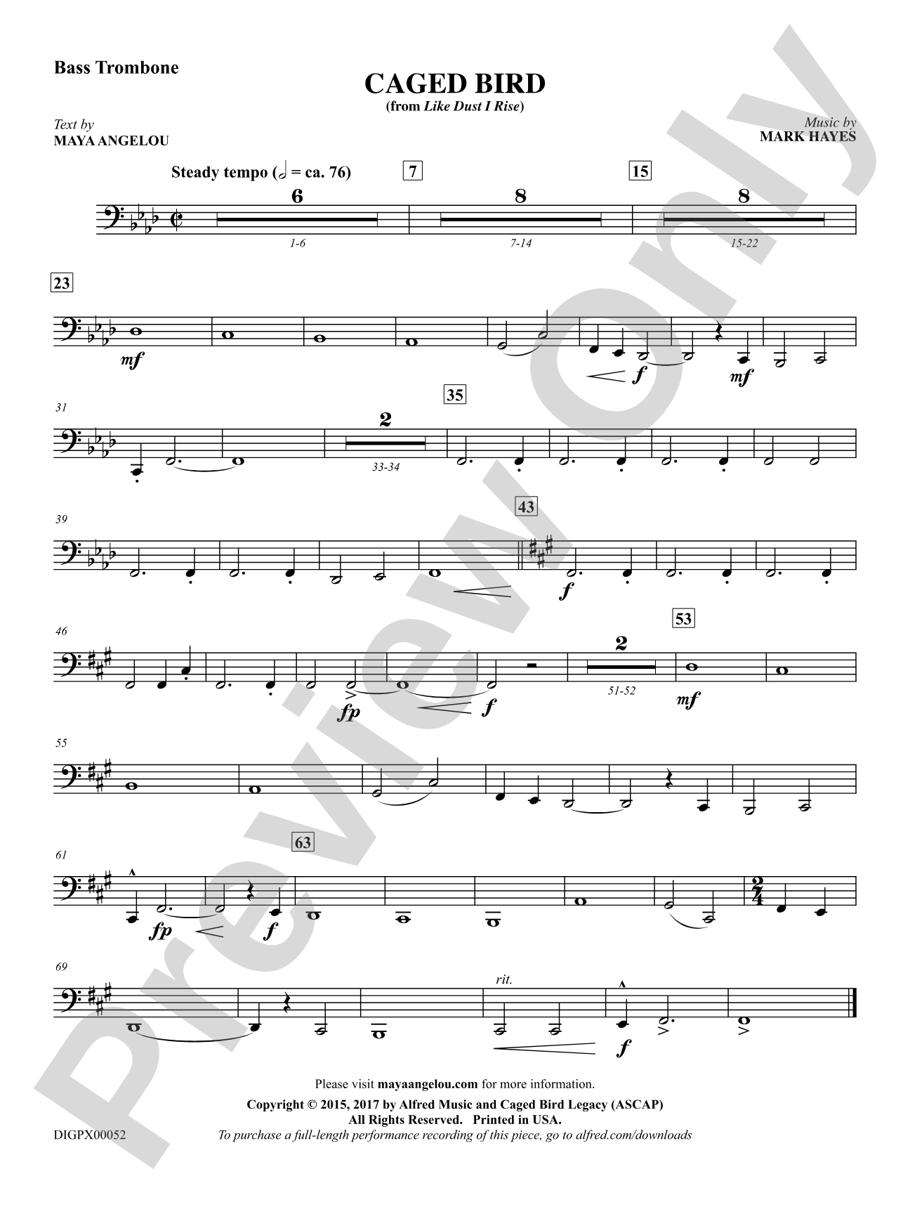 Caged Bird: Bass Trombone