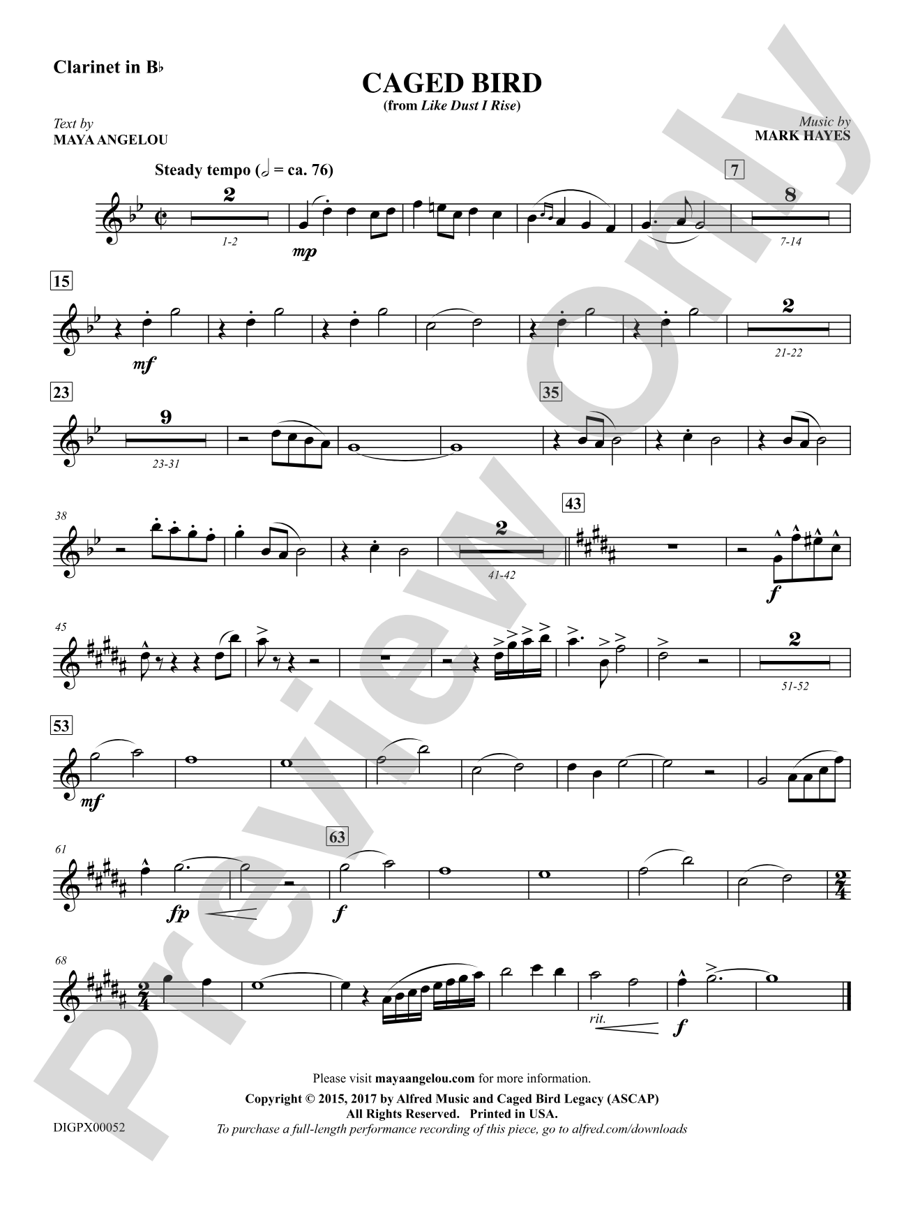 Caged Bird: 1st B-flat Clarinet