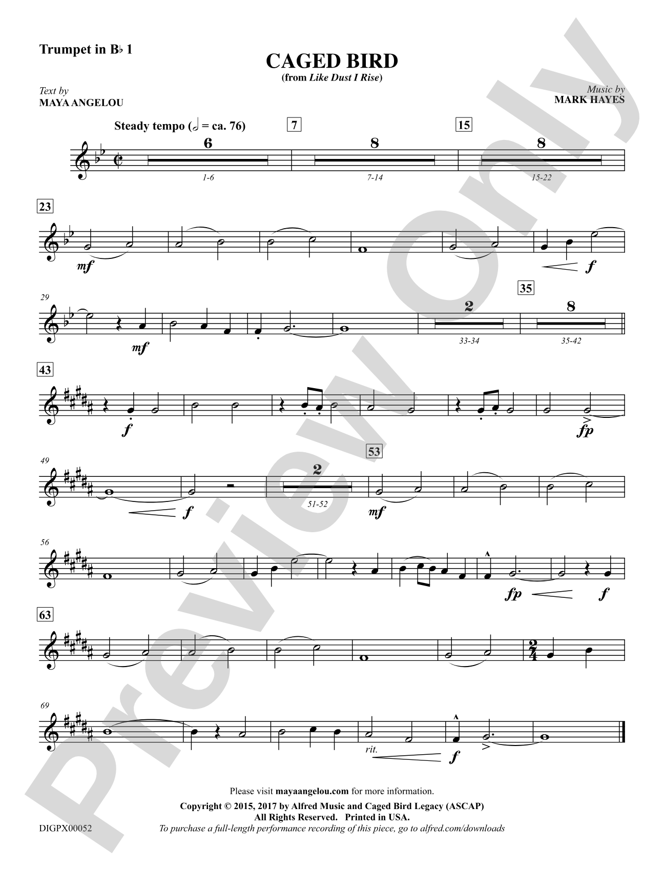 Caged Bird: 1st B-flat Trumpet