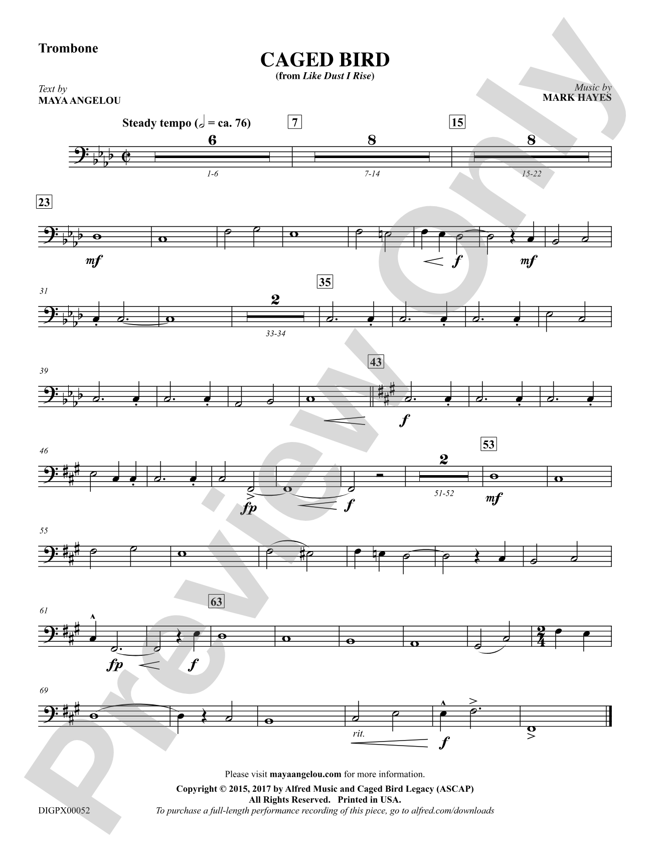 Caged Bird: 1st Trombone