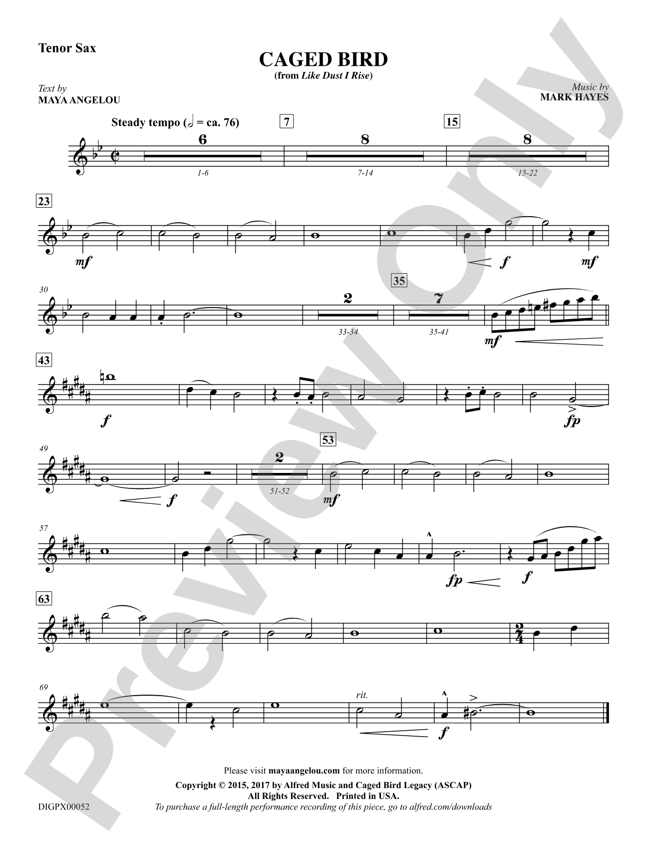 Caged Bird: B-flat Tenor Saxophone