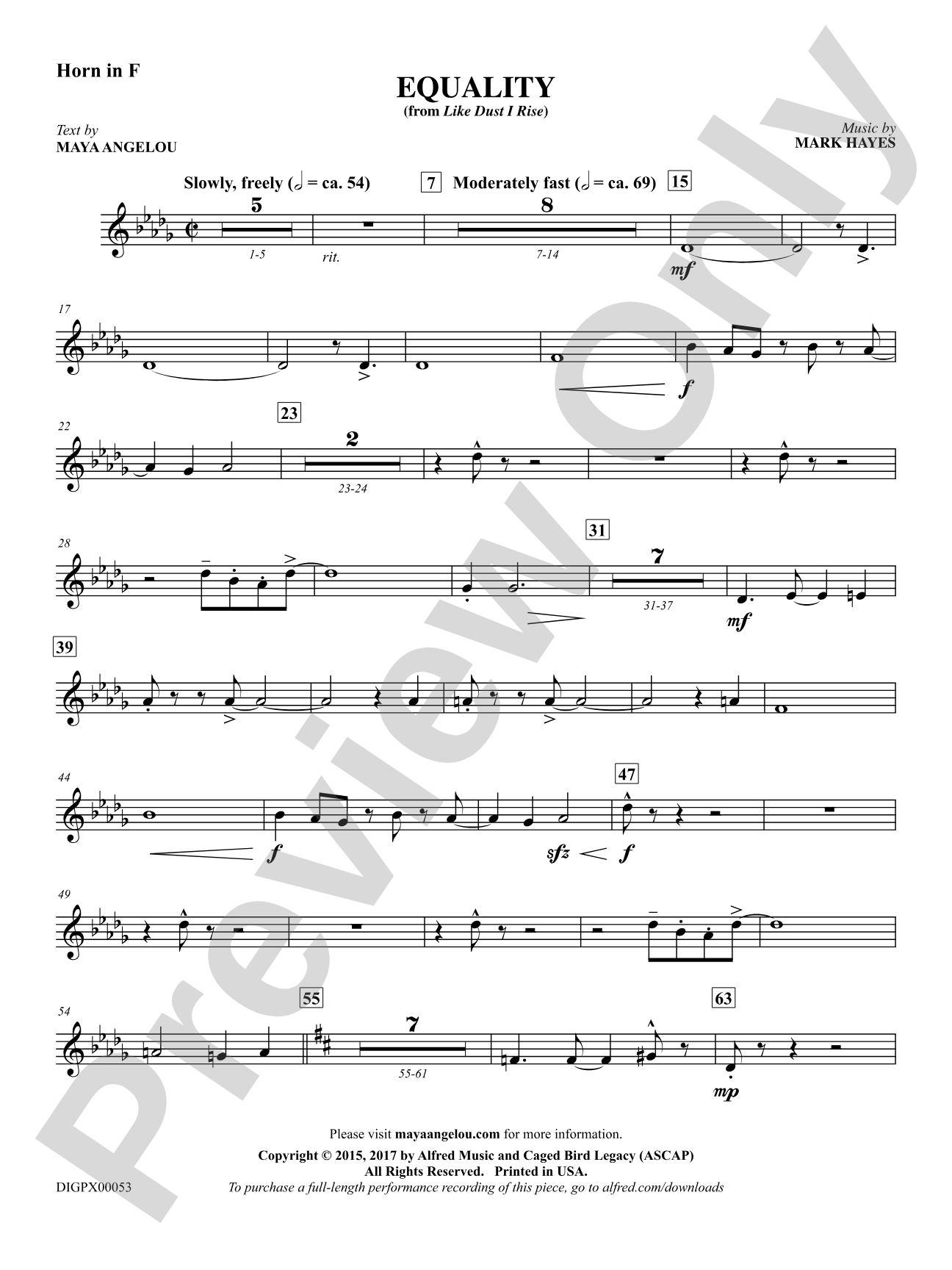 Equality: 1st F Horn