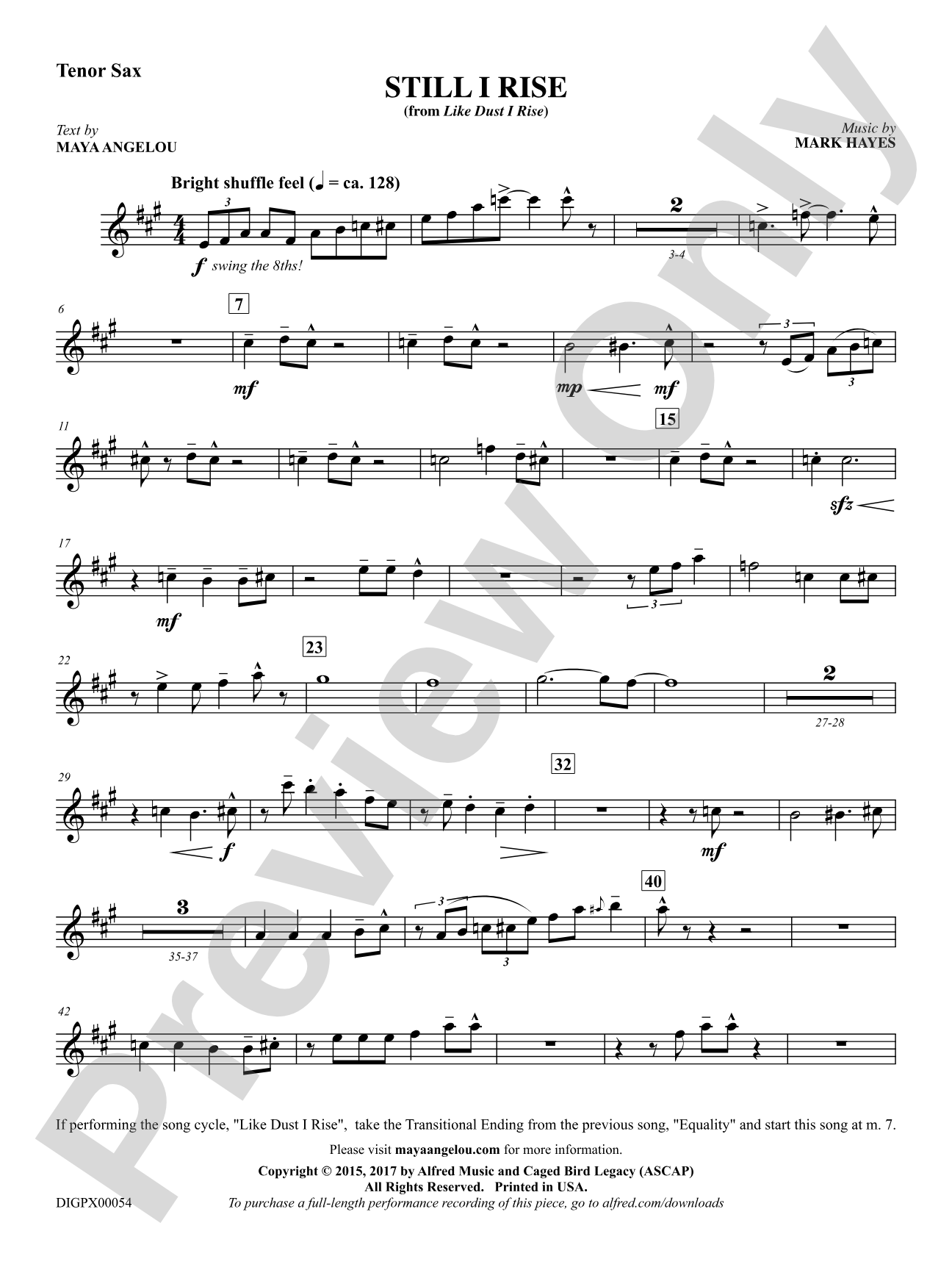 Still I Rise: B-flat Tenor Saxophone