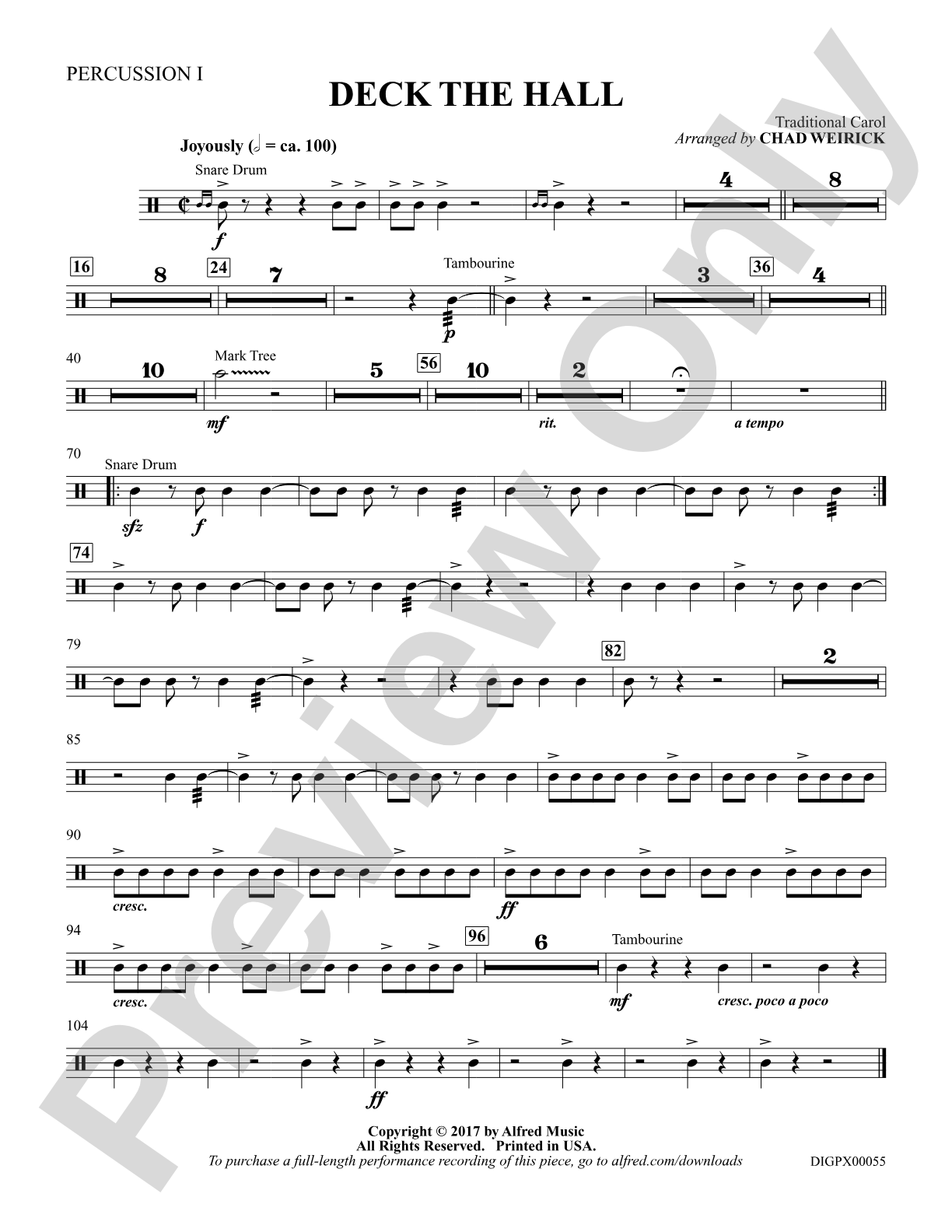Deck the Hall: 1st Percussion