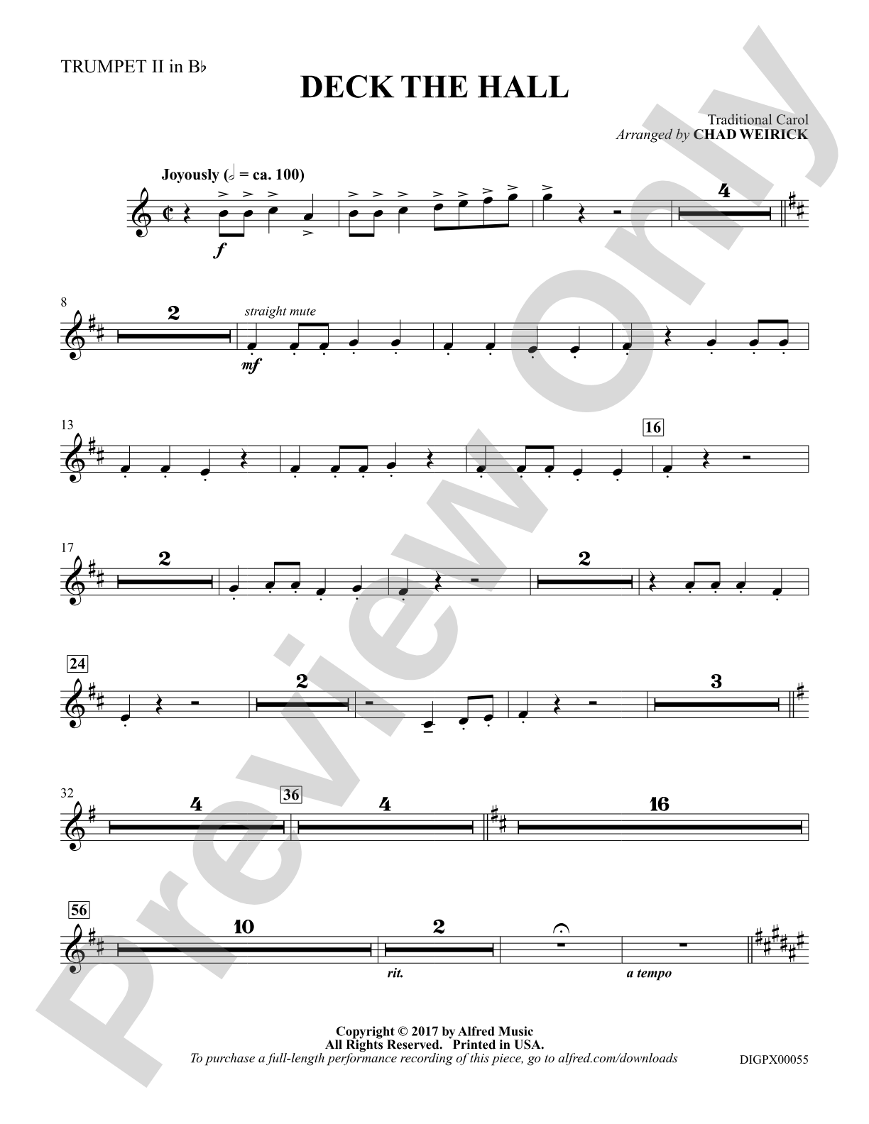 Deck the Hall: 2nd B-flat Trumpet