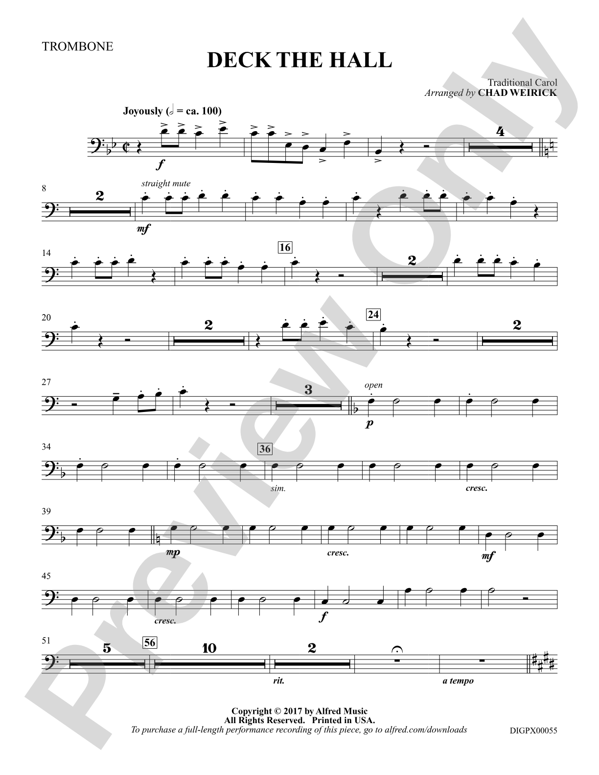 Deck the Hall: 1st Trombone