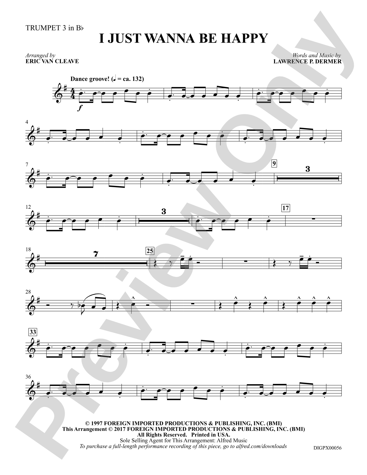 I Just Wanna Be Happy: 3rd B-flat Trumpet